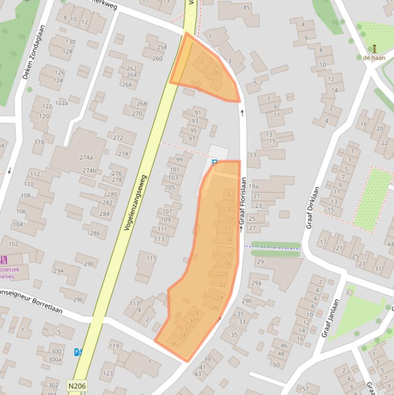 Kaart van postcodegebied 2114CR.