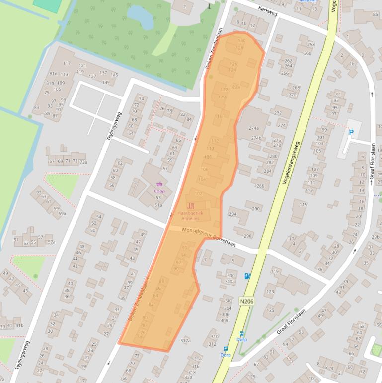 Kaart van postcodegebied 2114EE.