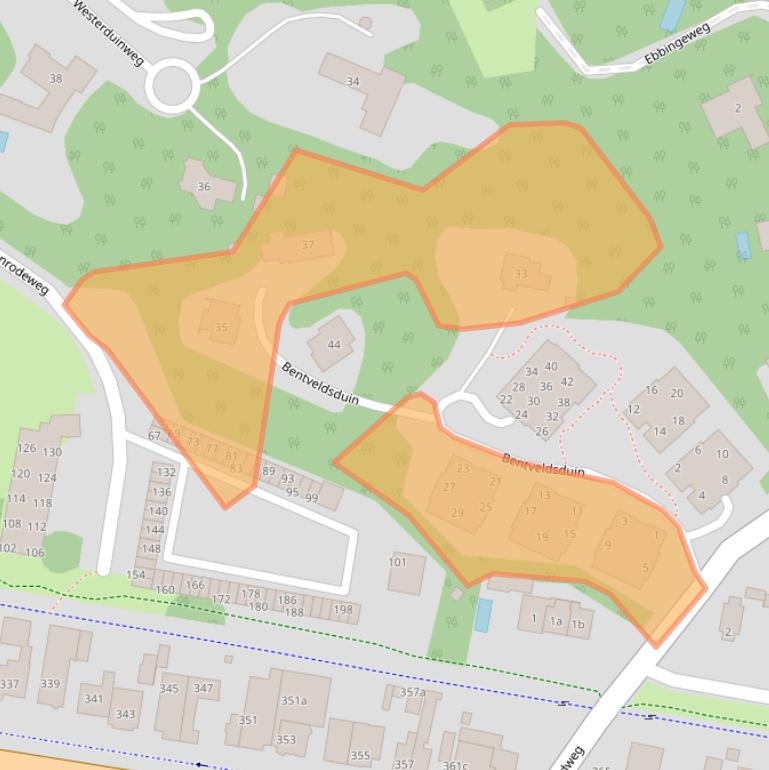 Kaart van postcodegebied 2116EA.