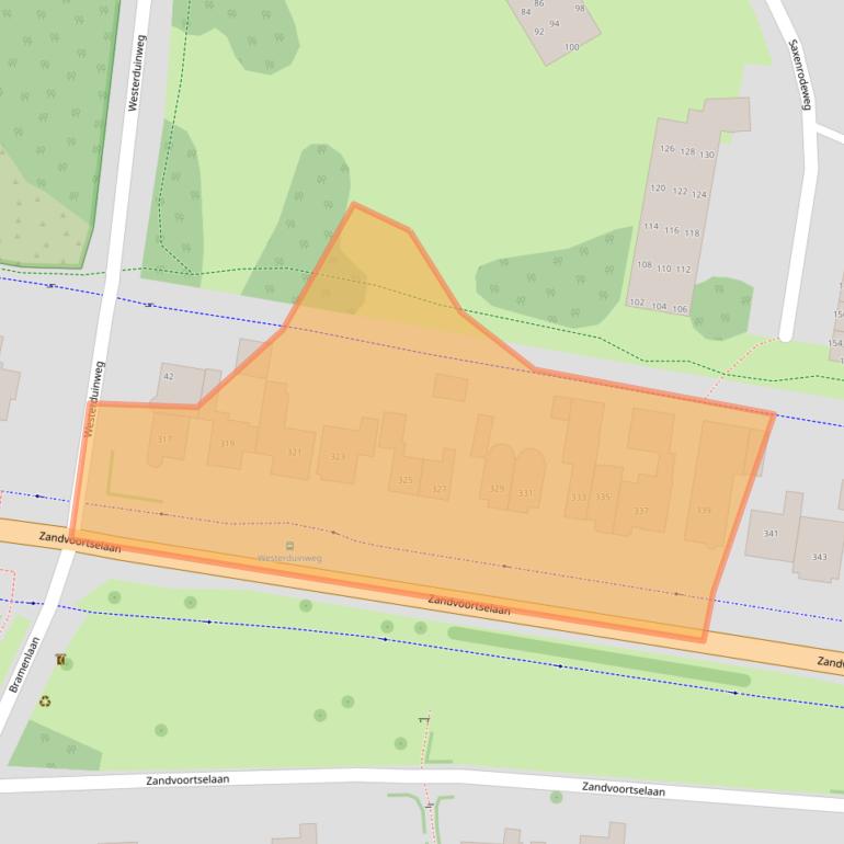 Kaart van postcodegebied 2116EM.