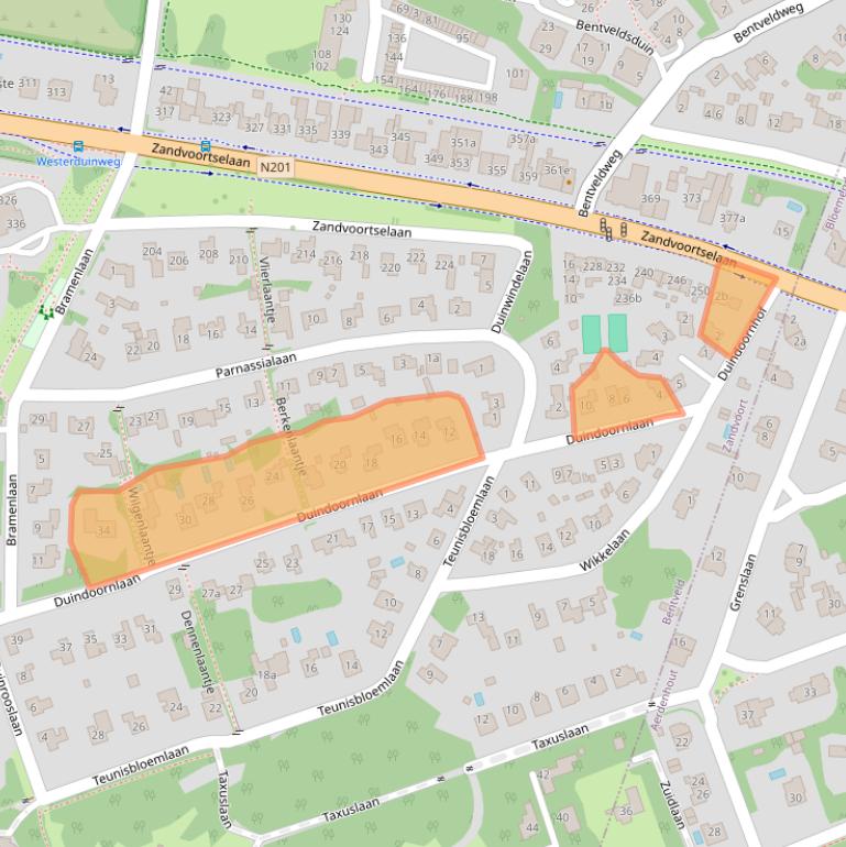 Kaart van postcodegebied 2116TL.