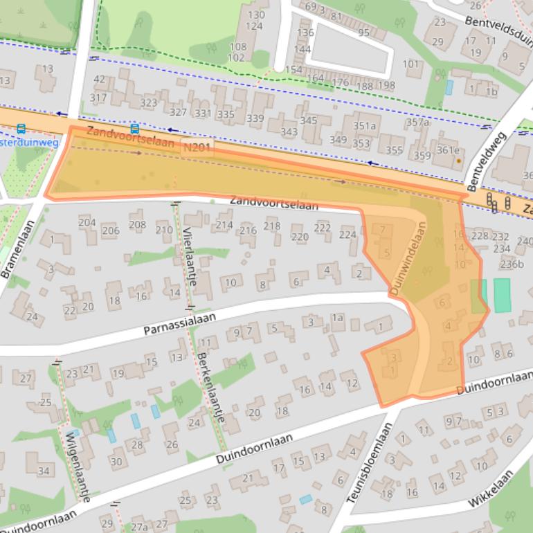 Kaart van postcodegebied 2116TM.