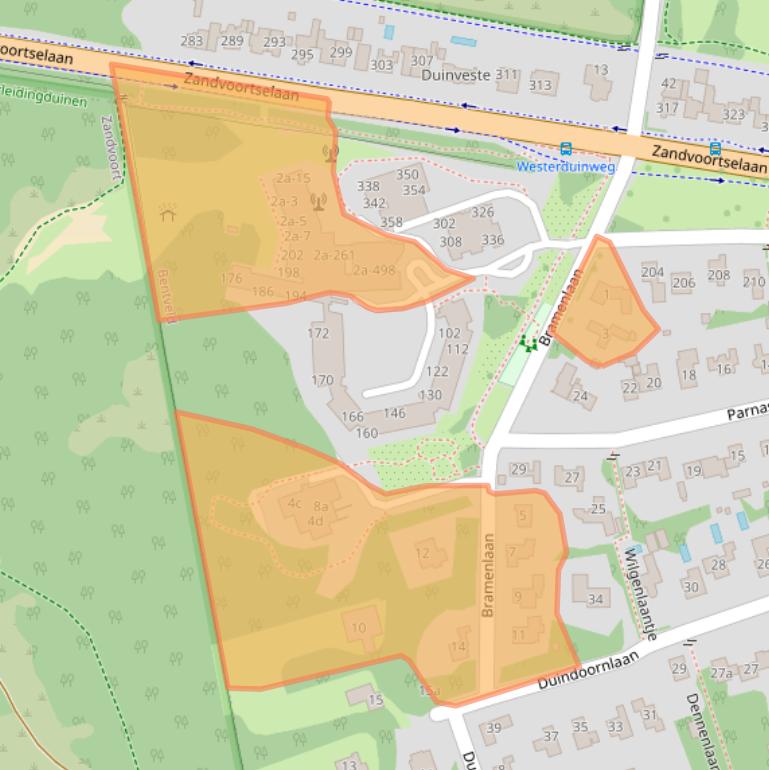 Kaart van postcodegebied 2116TR.
