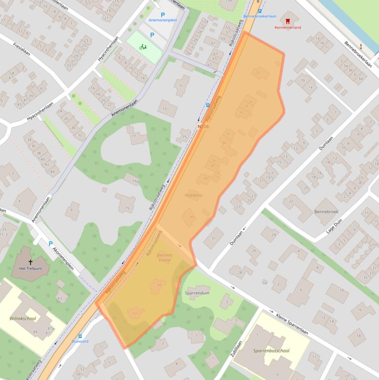 Kaart van postcodegebied 2121AG.