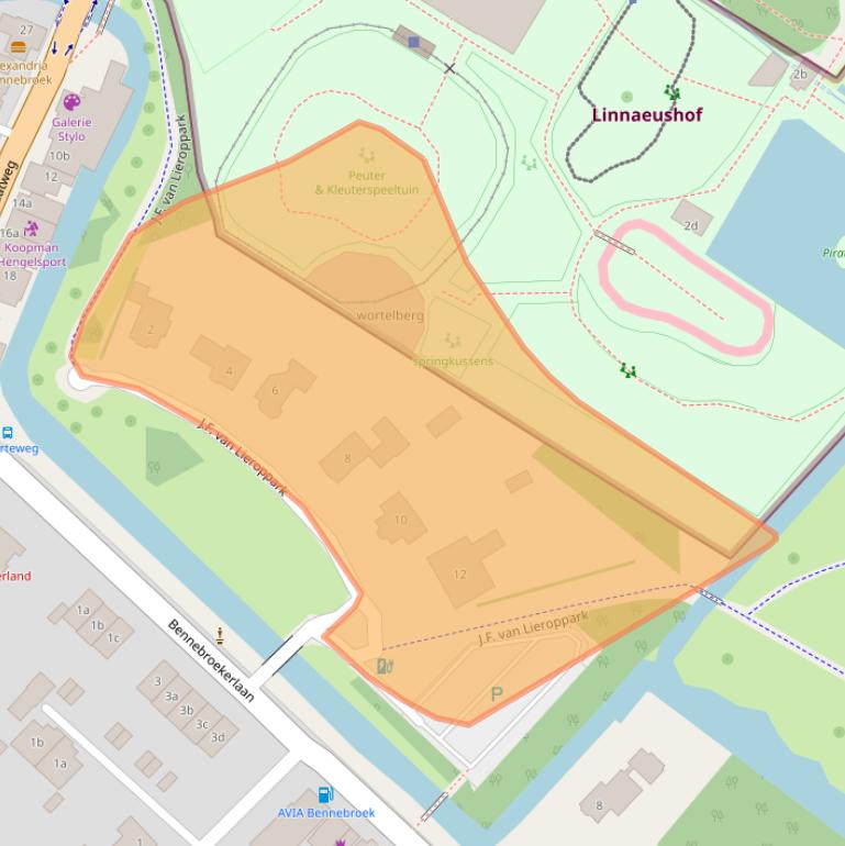 Kaart van postcodegebied 2121AK.