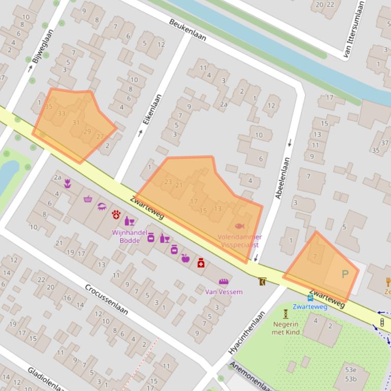 Kaart van postcodegebied 2121BA.