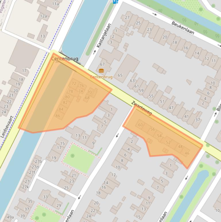 Kaart van postcodegebied 2121BD.