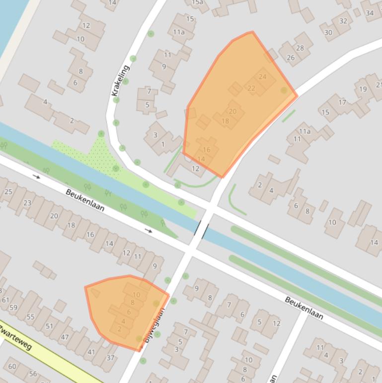 Kaart van postcodegebied 2121BH.