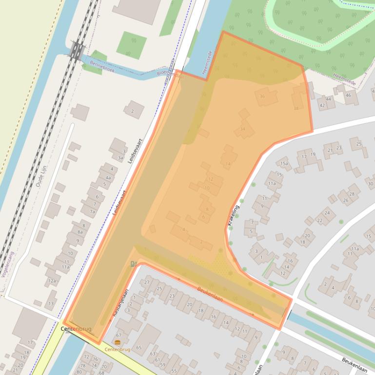 Kaart van postcodegebied 2121BM.