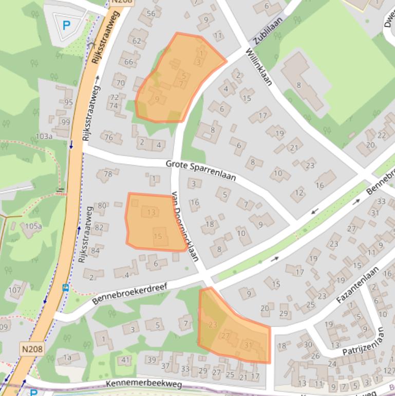 Kaart van postcodegebied 2121CW.