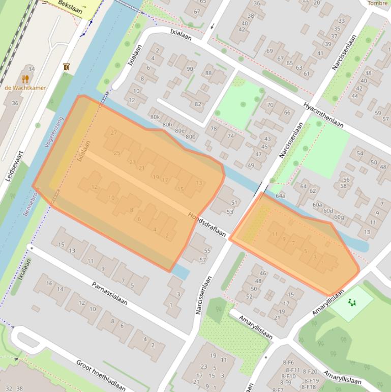 Kaart van postcodegebied 2121RA.