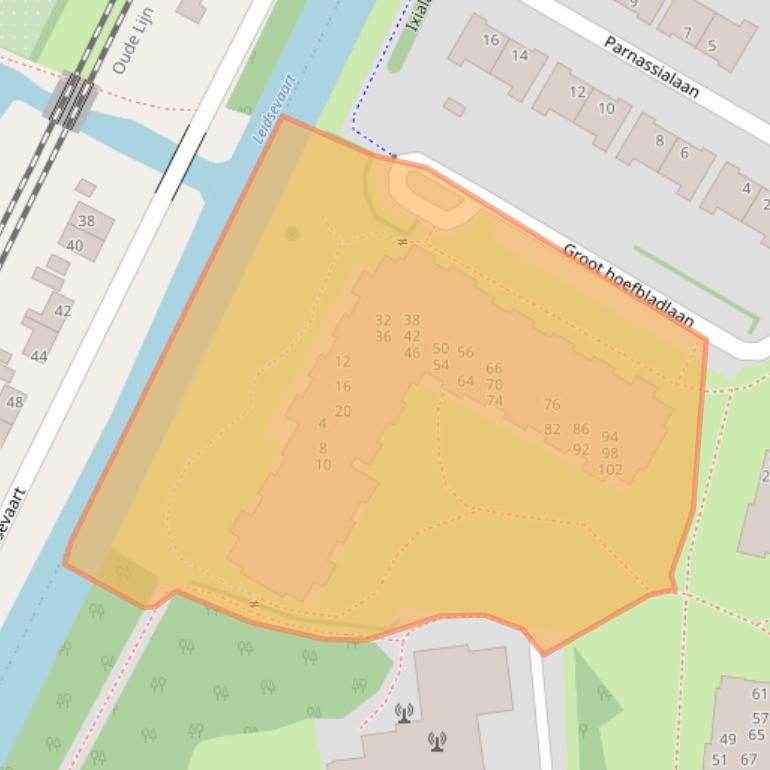 Kaart van postcodegebied 2121RC.