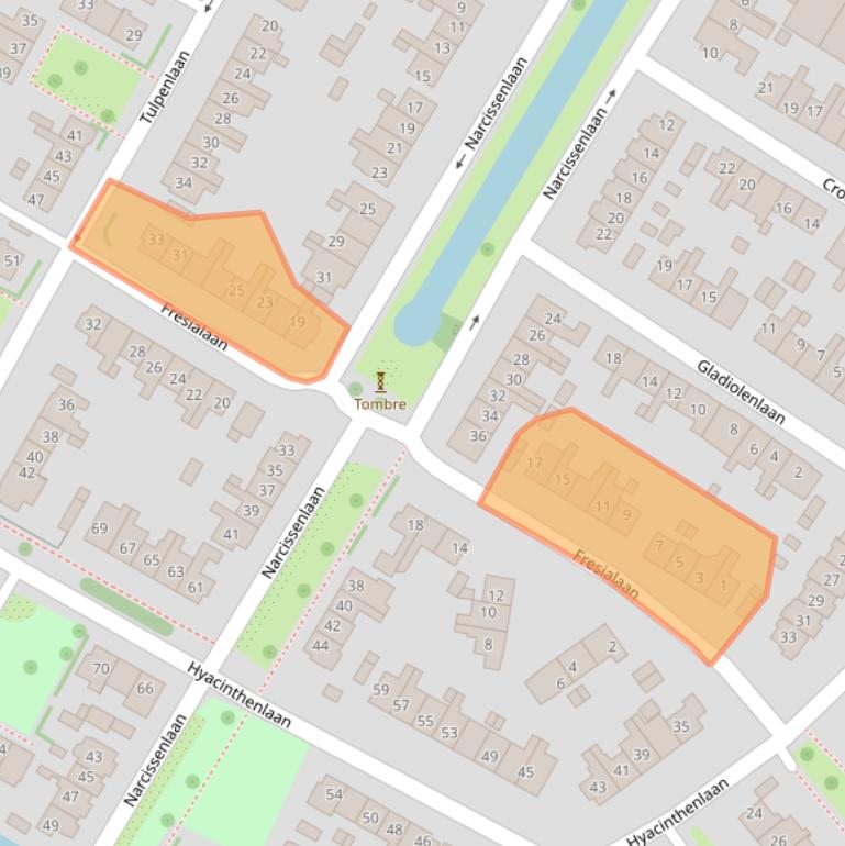 Kaart van postcodegebied 2121SG.