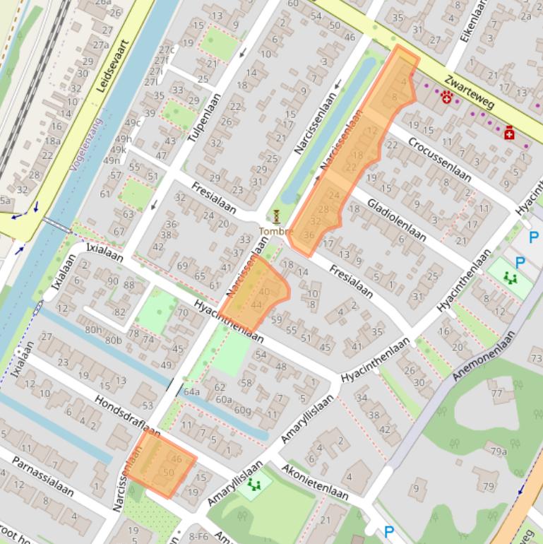 Kaart van postcodegebied 2121SL.