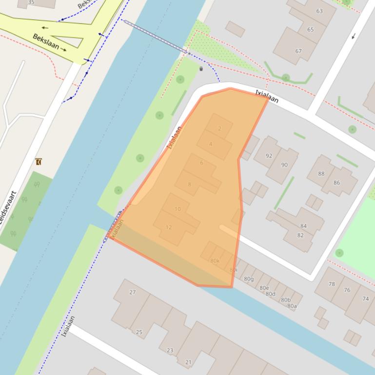 Kaart van postcodegebied 2121TA.