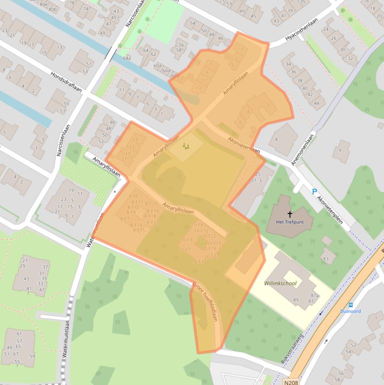 Kaart van postcodegebied 2121TG.