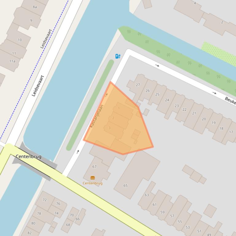 Kaart van postcodegebied 2121TN.