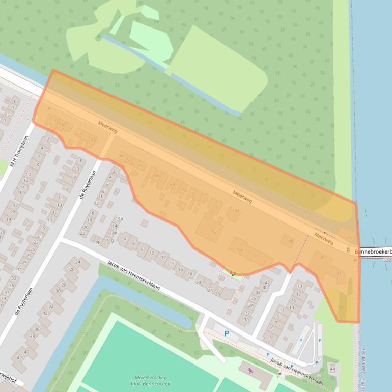 Kaart van postcodegebied 2121VC.