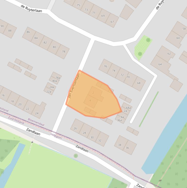 Kaart van postcodegebied 2121VR.