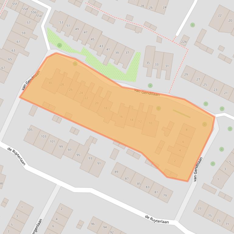Kaart van postcodegebied 2121VT.