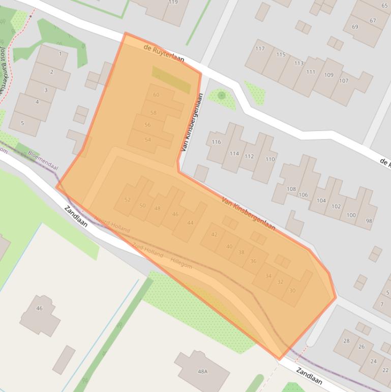 Kaart van postcodegebied 2121WC.