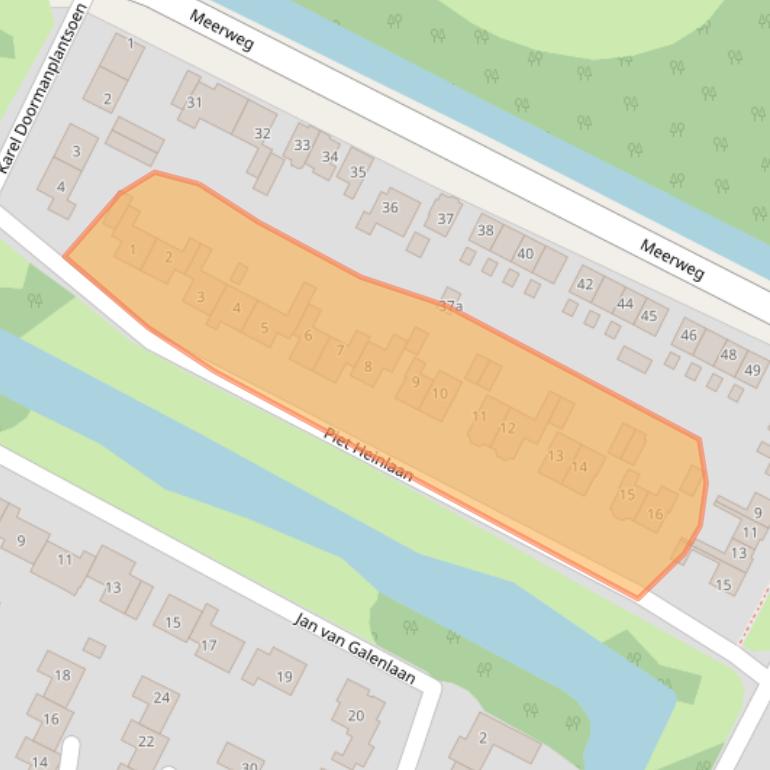 Kaart van postcodegebied 2121XB.