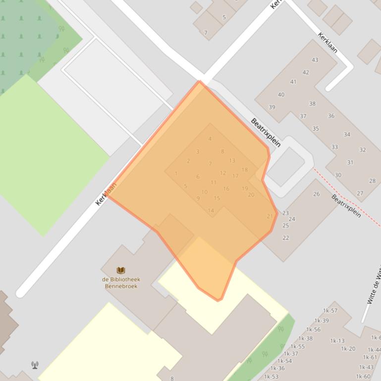 Kaart van postcodegebied 2121XS.