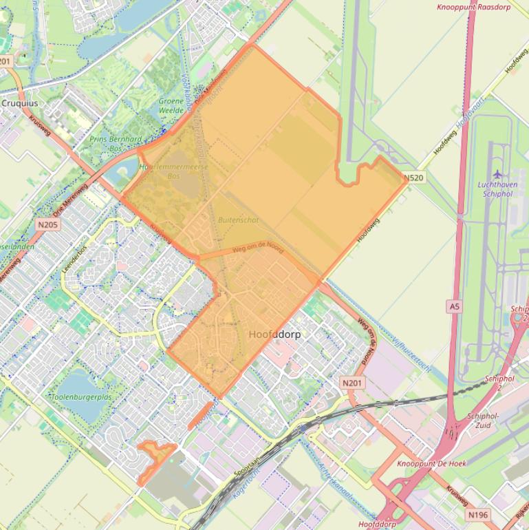 Kaart van postcodegebied 2131.