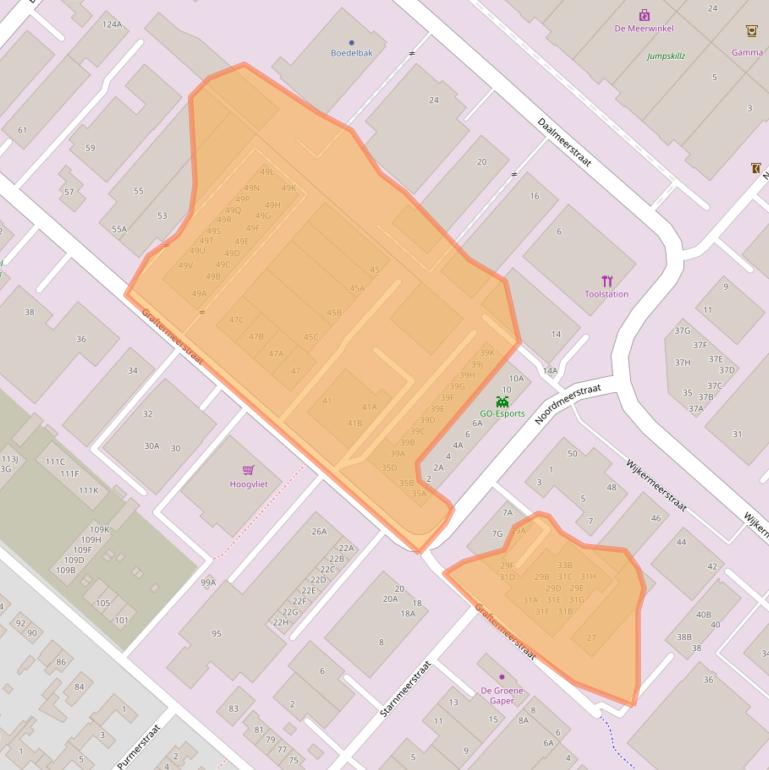 Kaart van postcodegebied 2131AA.