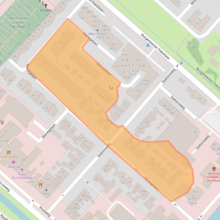 Kaart van postcodegebied 2131XA.