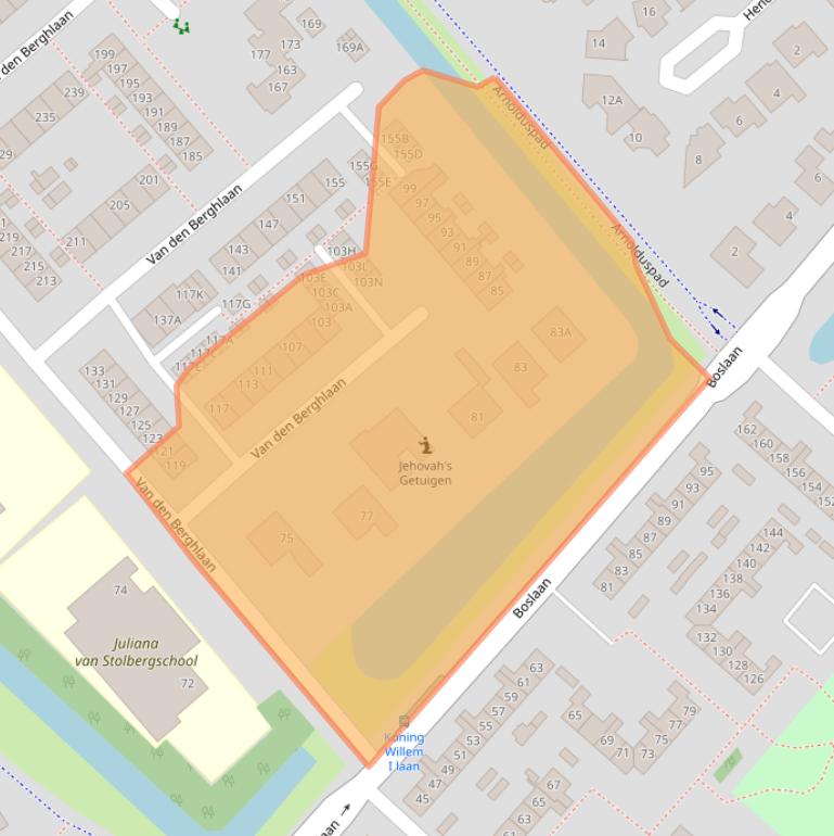 Kaart van postcodegebied 2132AB.