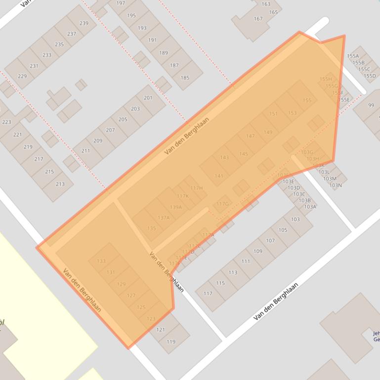 Kaart van postcodegebied 2132AC.