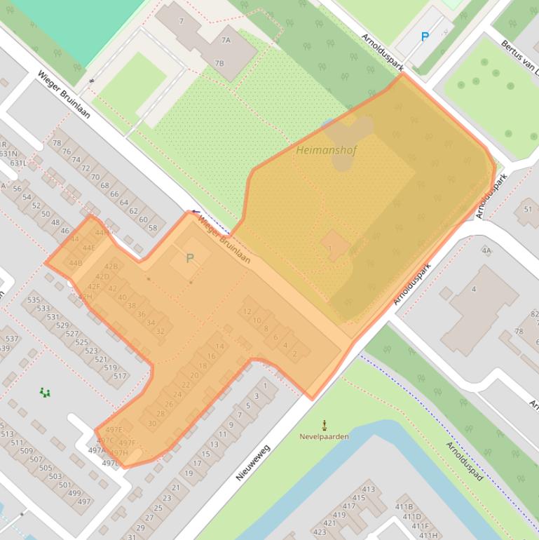 Kaart van postcodegebied 2132AW.