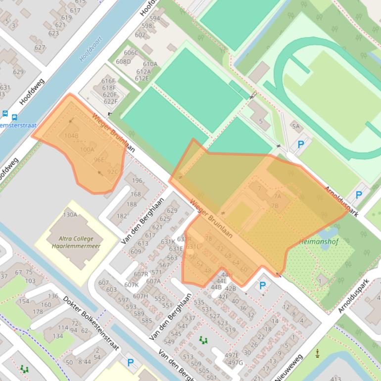 Kaart van postcodegebied 2132AX.