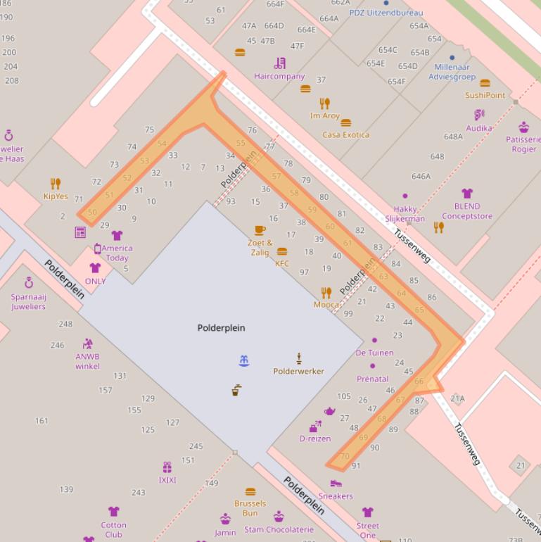 Kaart van postcodegebied 2132BC.