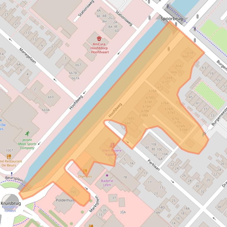 Kaart van postcodegebied 2132BT.