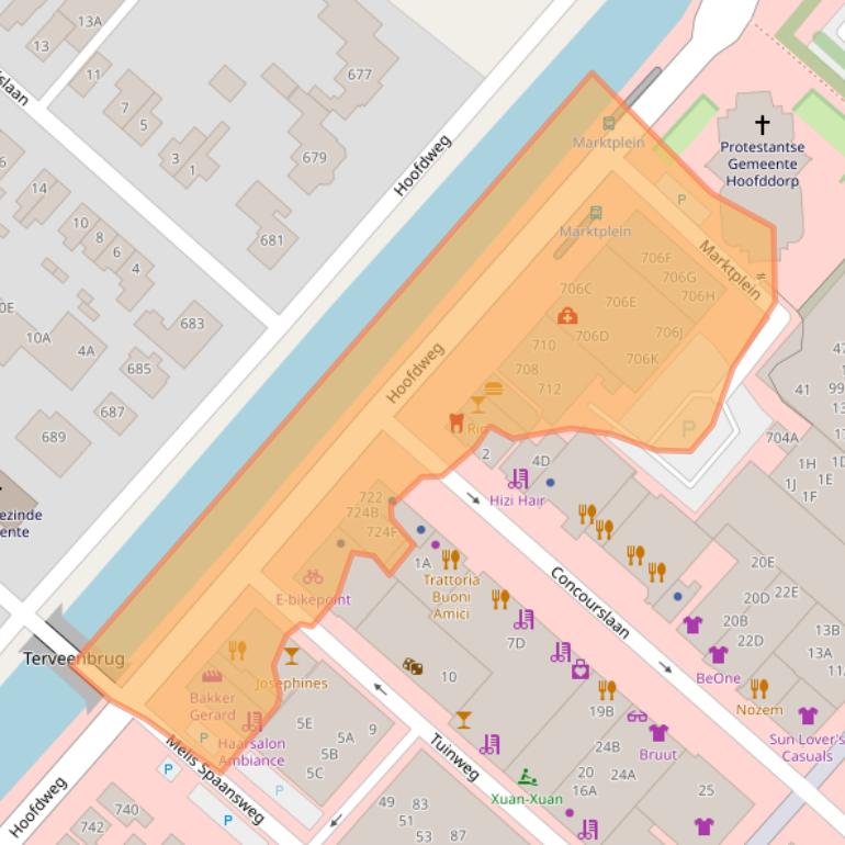 Kaart van postcodegebied 2132BV.