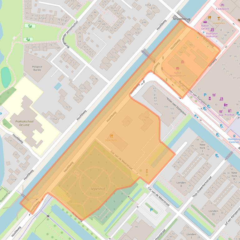 Kaart van postcodegebied 2132BW.