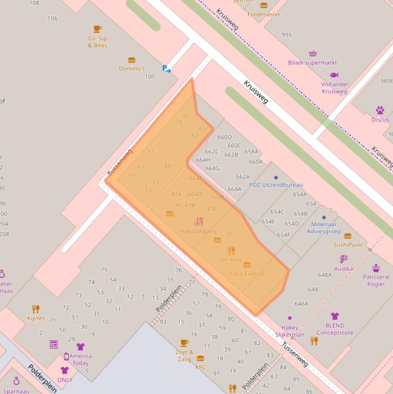 Kaart van postcodegebied 2132CS.