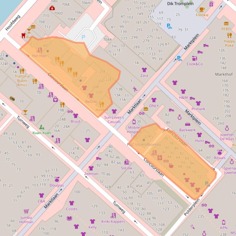 Kaart van postcodegebied 2132DK.