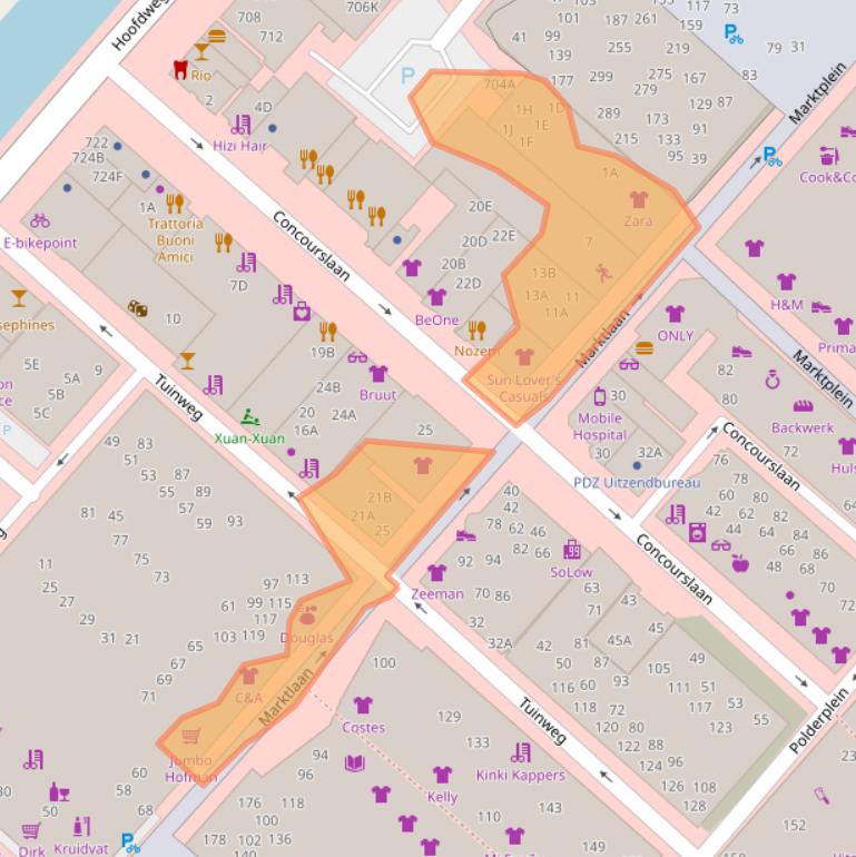 Kaart van postcodegebied 2132DL.