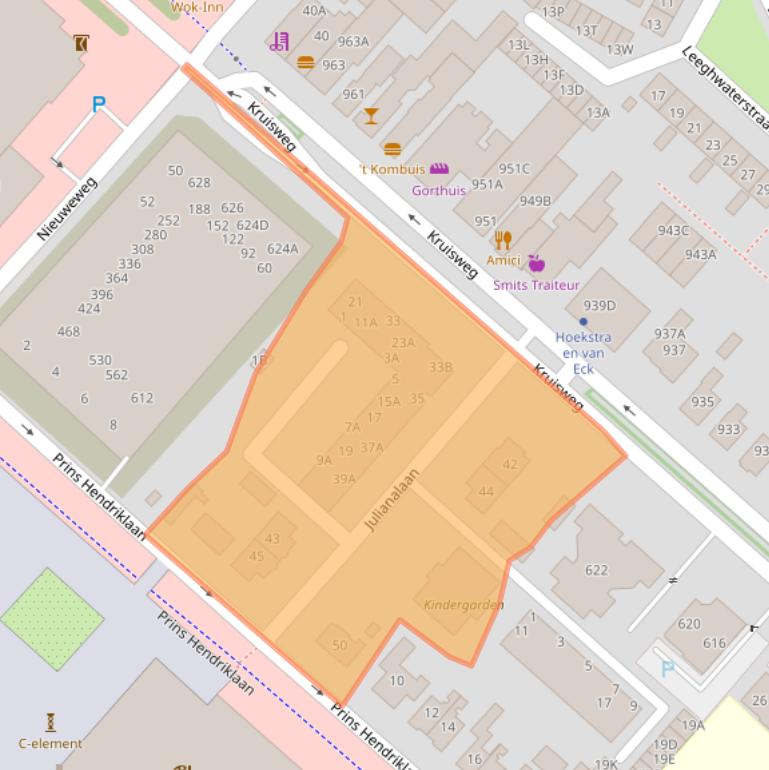 Kaart van postcodegebied 2132DT.