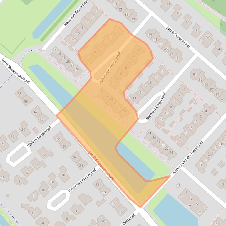 Kaart van postcodegebied 2132KB.