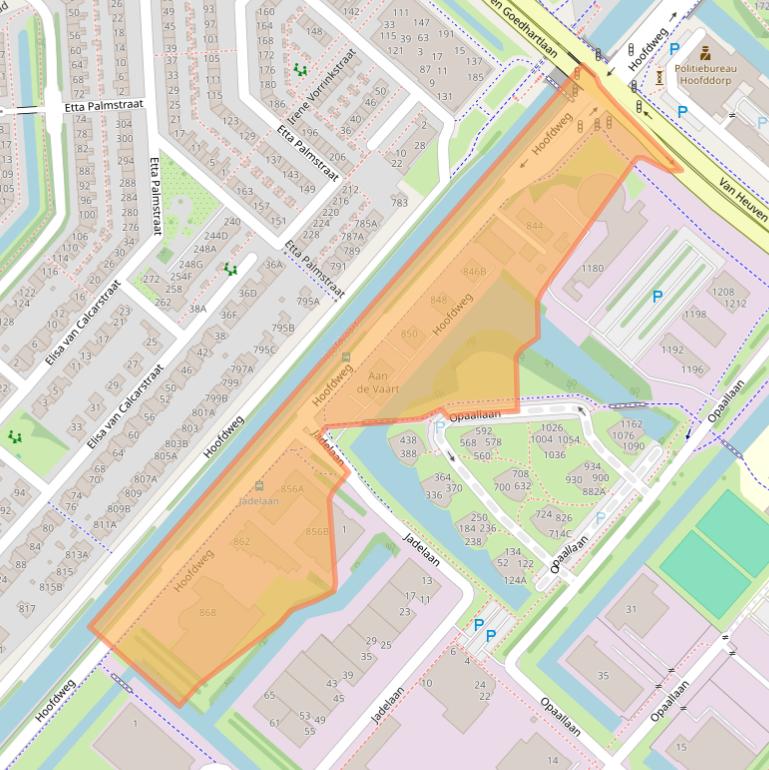 Kaart van postcodegebied 2132MC.
