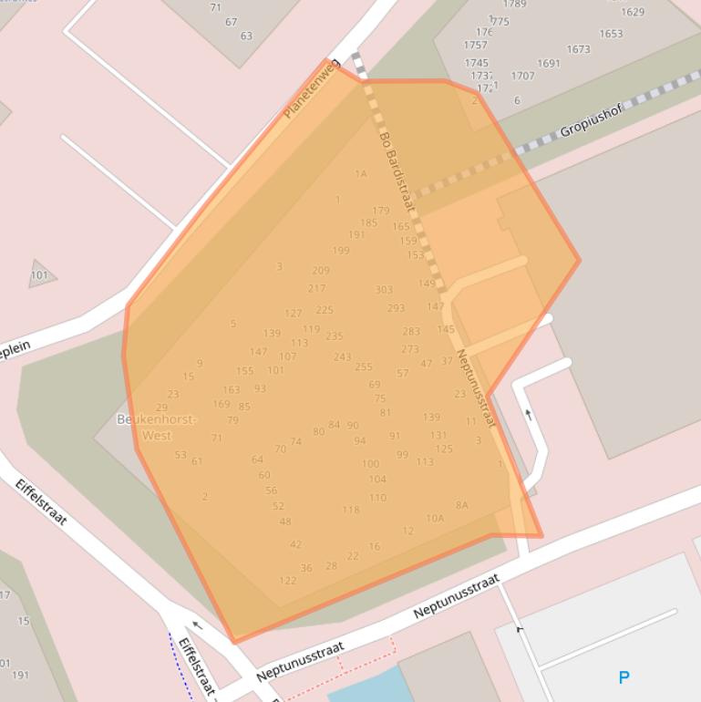 Kaart van postcodegebied 2132NJ.