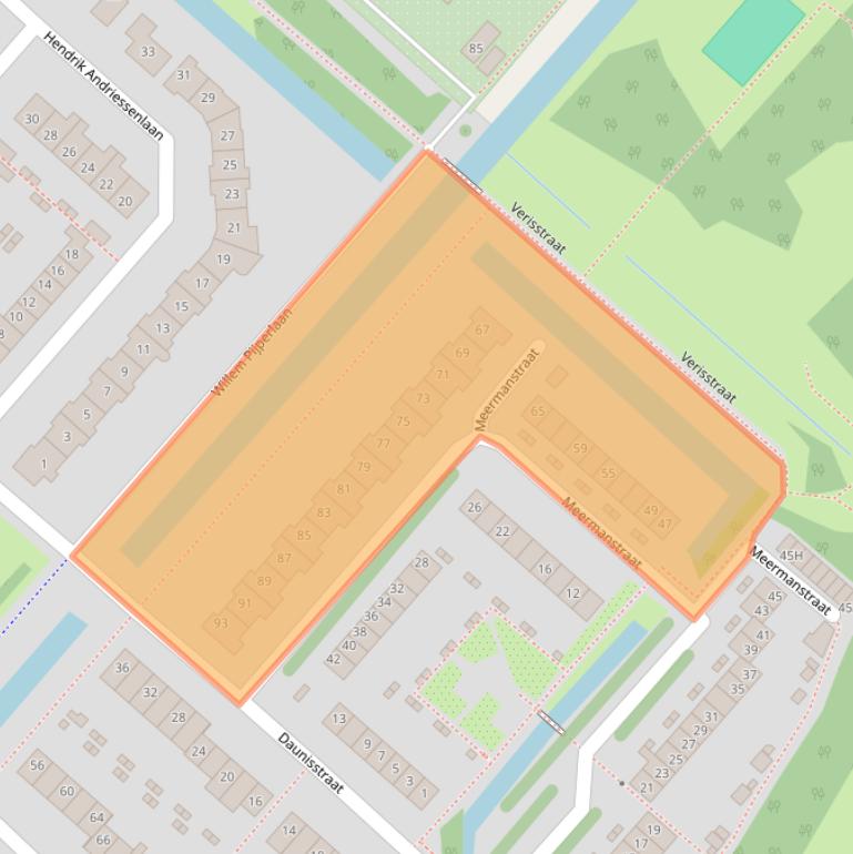 Kaart van postcodegebied 2132PP.