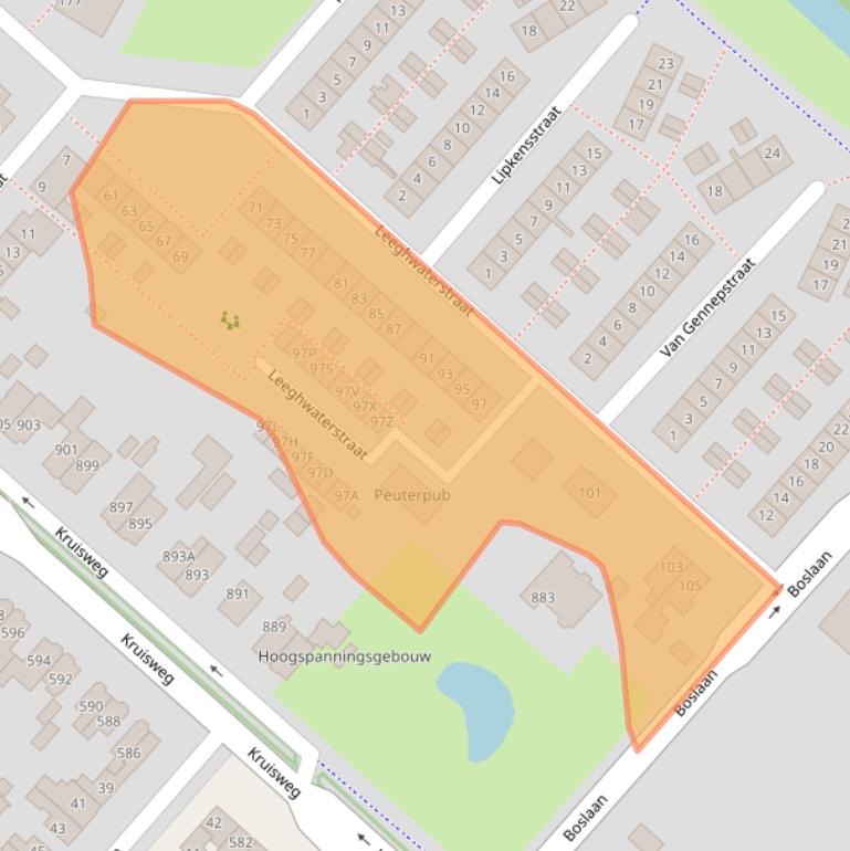 Kaart van postcodegebied 2132SR.