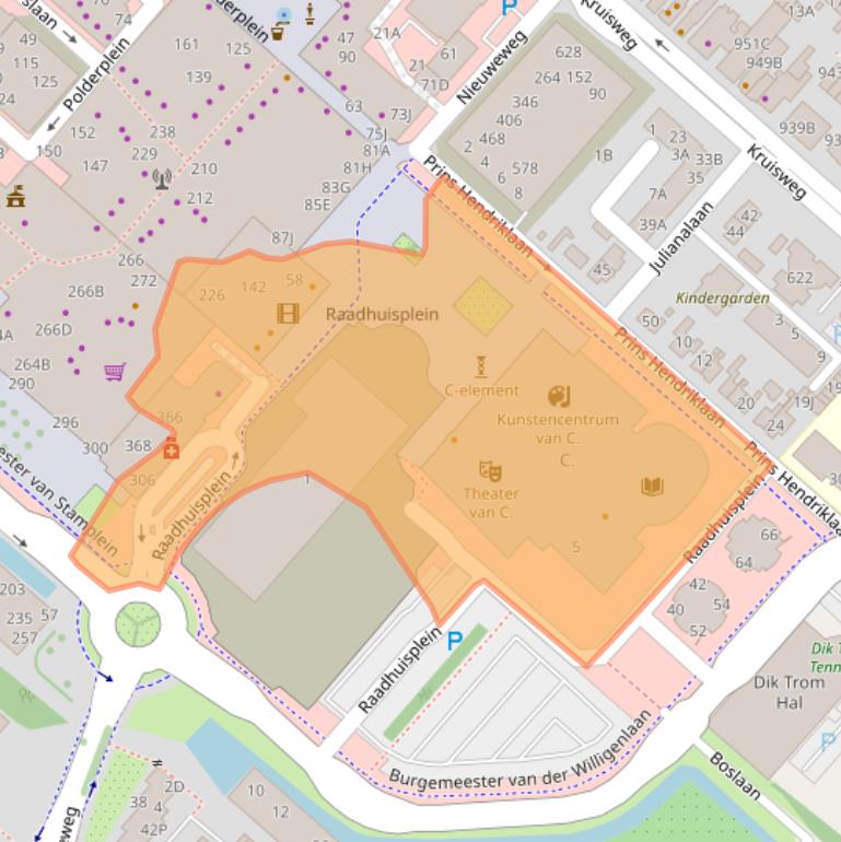Kaart van postcodegebied 2132TZ.