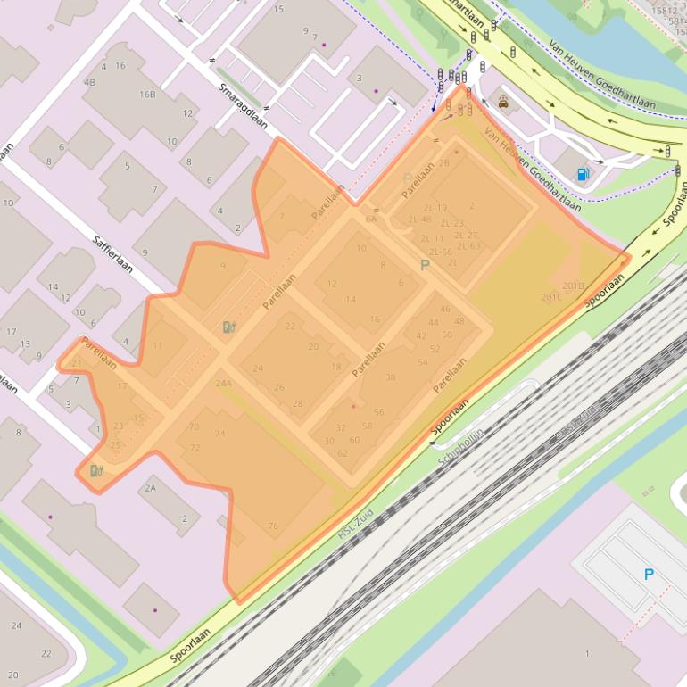 Kaart van postcodegebied 2132WS.