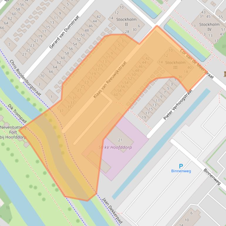 Kaart van postcodegebied 2132ZP.